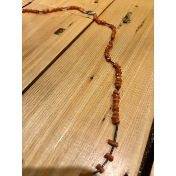 Vintage Retro Red String Necklace With Sterling Silver Findings Clasp - Picture 3 of 5